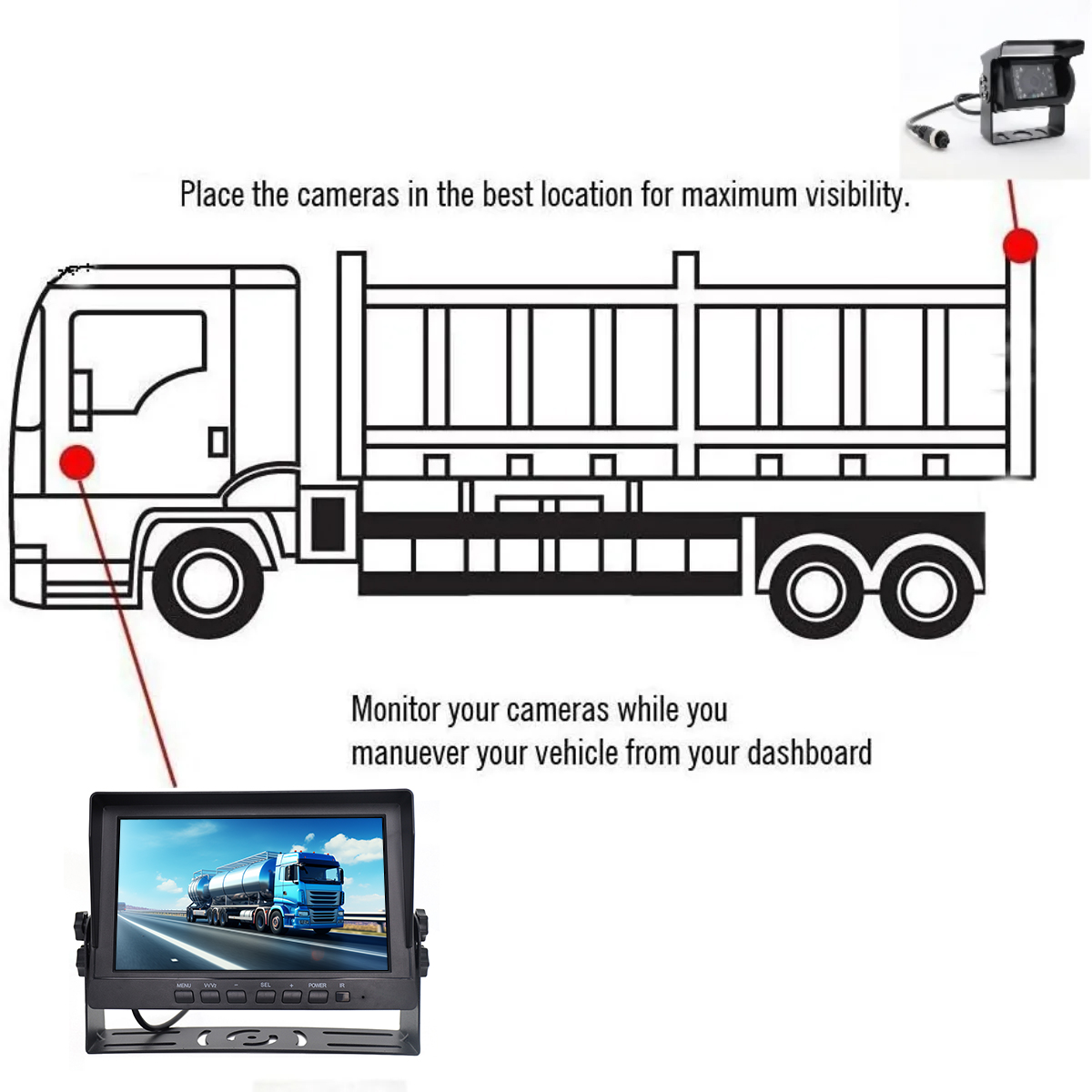 8 Inch Digital TFT LCD Car Color Rear View Monitor Screen Dc 9V to 35v Parking Reverse Camera Display wireless BSD alarm camera systems